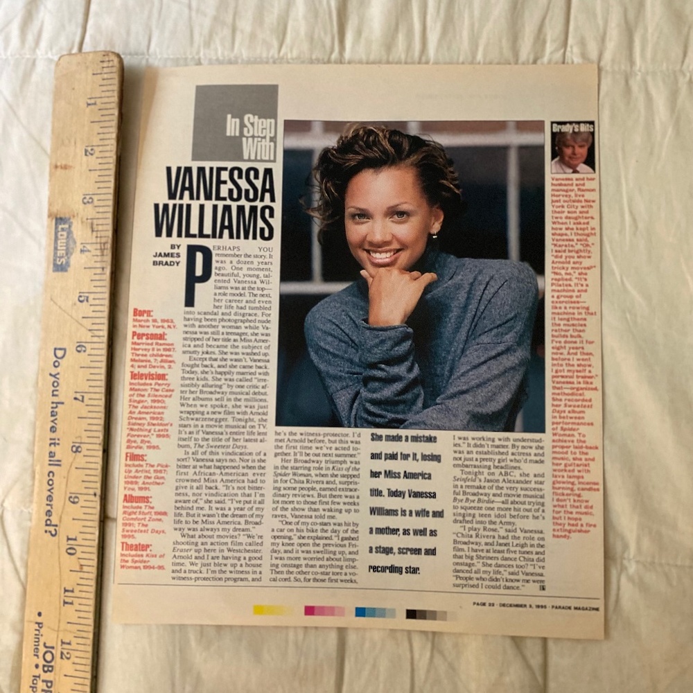 Vanessa Williams clipping singer actress Miss America article 1995
